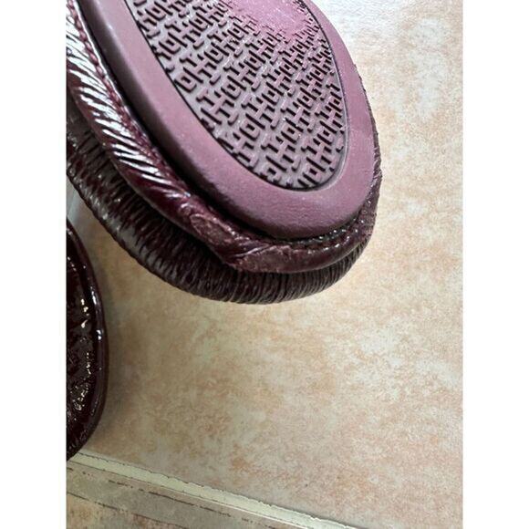 Tory Burch Travel T Ballet - Crinkle‎ in Oxblood size 7.5 M - Picture 10 of 12